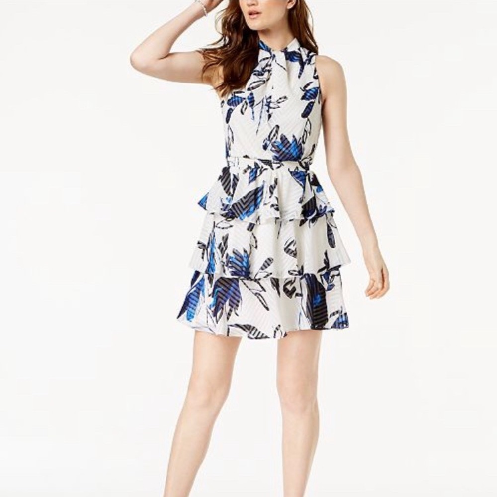 Julia Jordan Floral Ruffled A-Line Dress 12 NWT